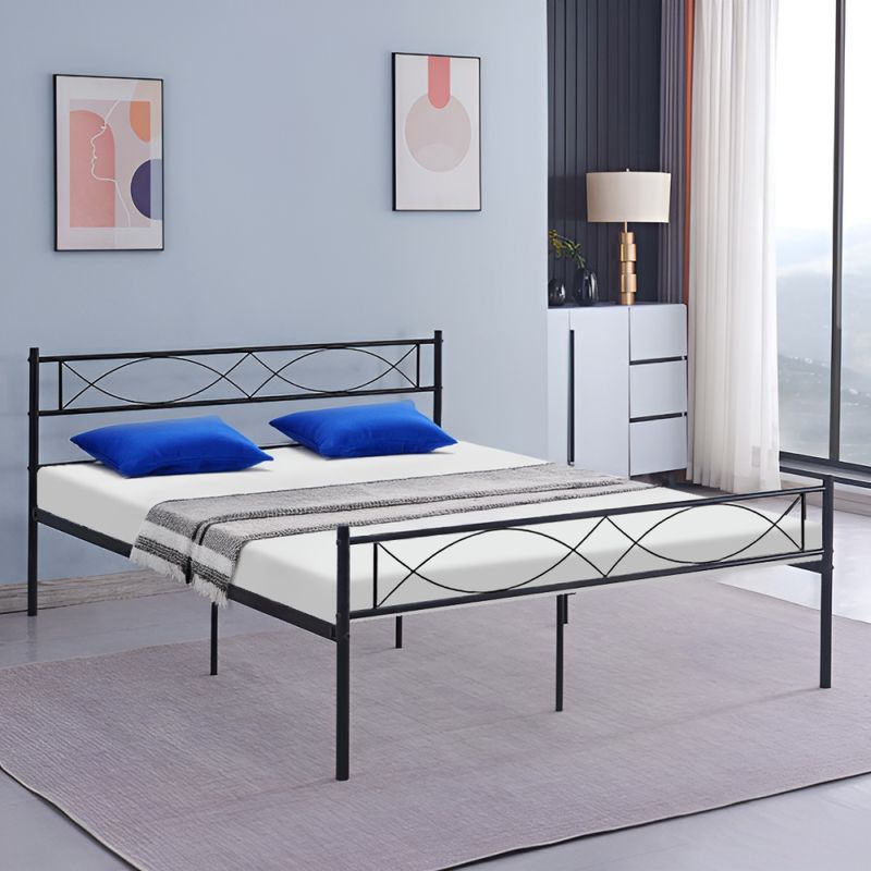 Kovová posteľ s roštom 180x200 cm, čierna