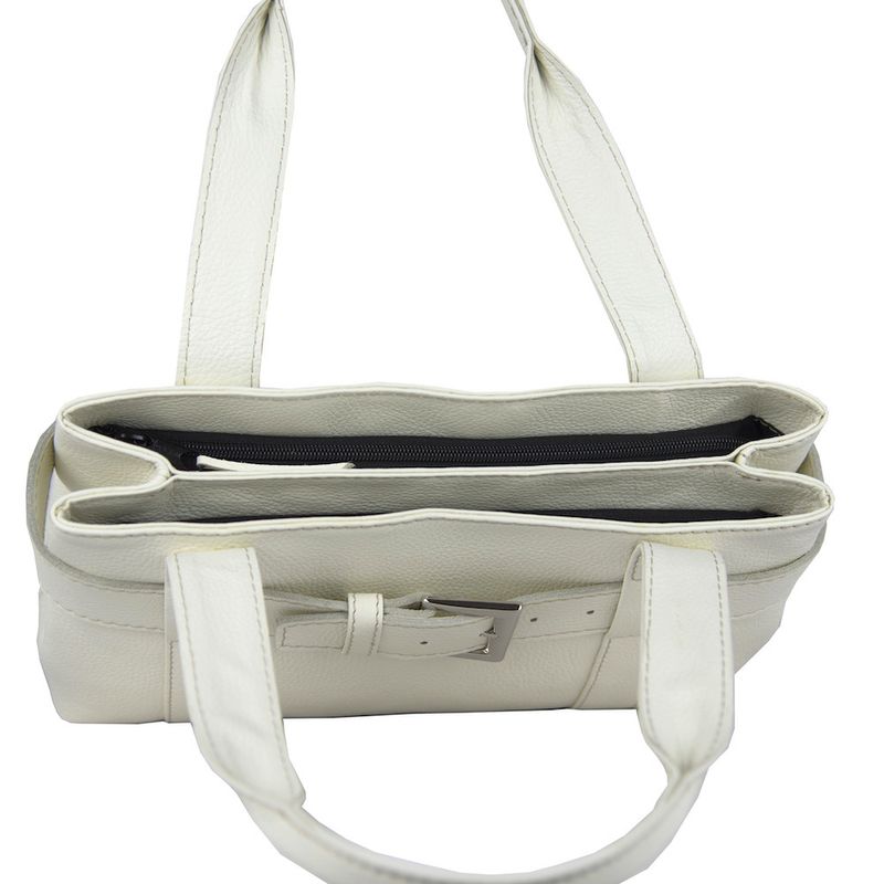 Dámska kožená kabelka v krémovej farbe