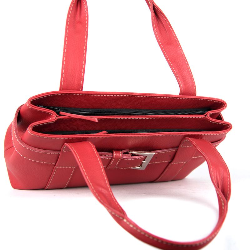 Dámska kožená kabelka v červenej farbe