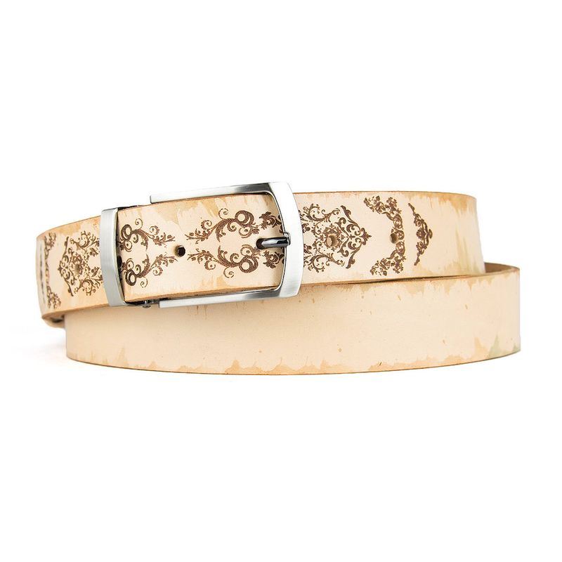 Maľovaný a gravírovaný kožený opasok – Ornament, 138 cm, Limitovaná edícia 05