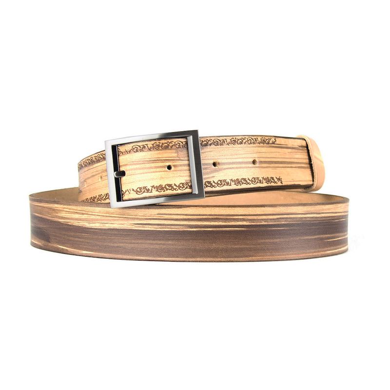 Maľovaný a gravírovaný kožený opasok – Ornament, 137 cm, Limitovaná edícia 01