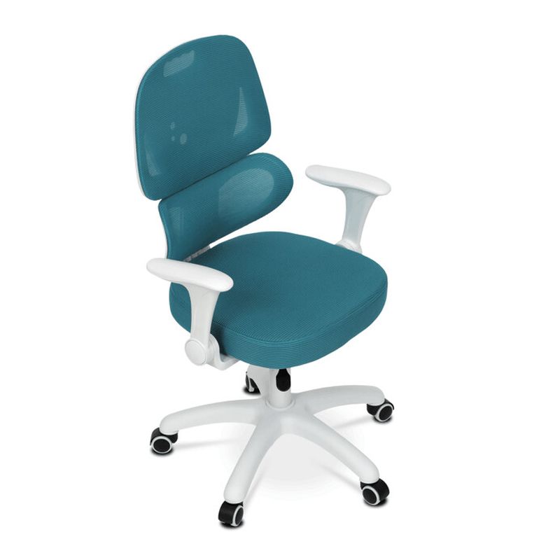 Detská stolička, výškovo nastaviteľná, modrá sieťovina, biely plast