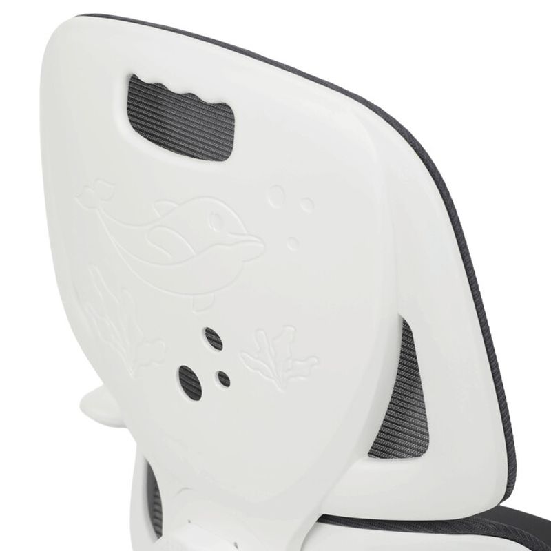 Detská stolička, výškovo nastaviteľná, sivá sieťovina, biely plast