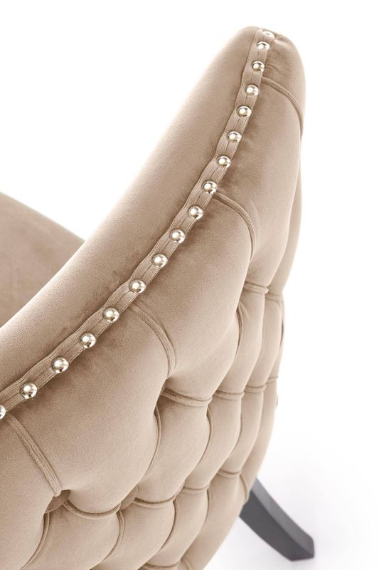 Jedálenská stolička, čierne drevené nohy-béžová látka