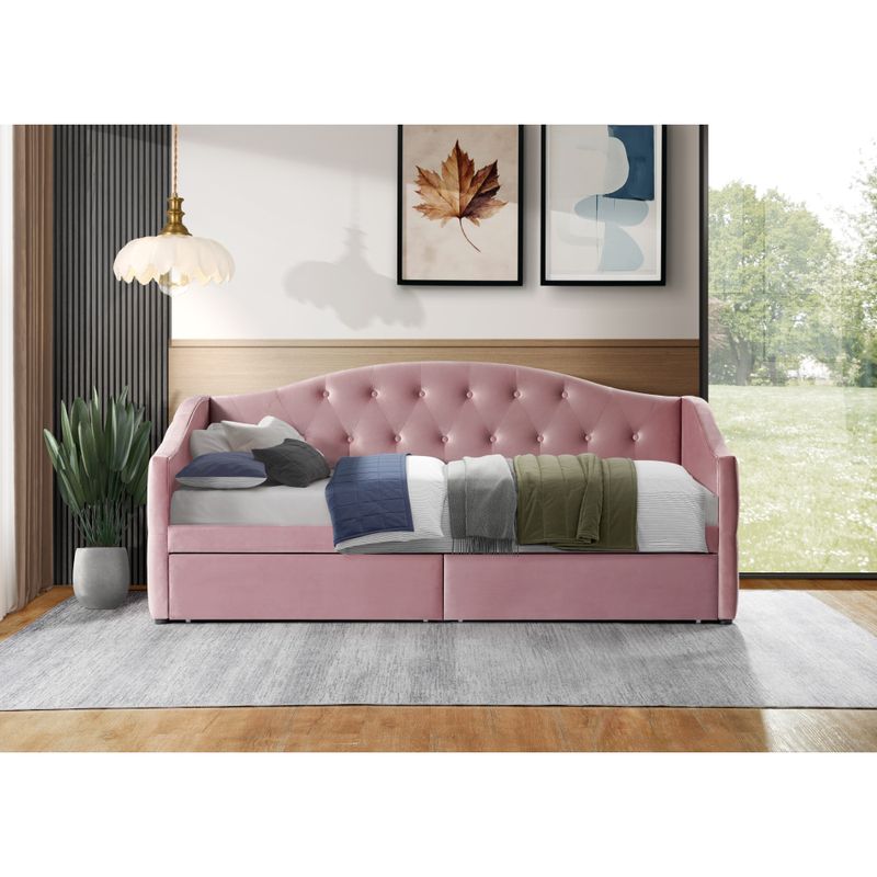 Čalúnená posteľ s úložným priestorom 90x200, ružová Velvet látka