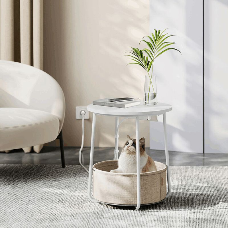 Odkladací stolík s USB 45x45x50 cm, MDF biela