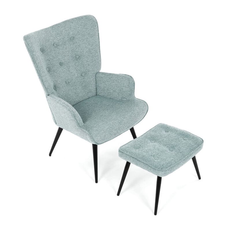 Relaxačné kreslo s podnožkou, modrá zamatová látka