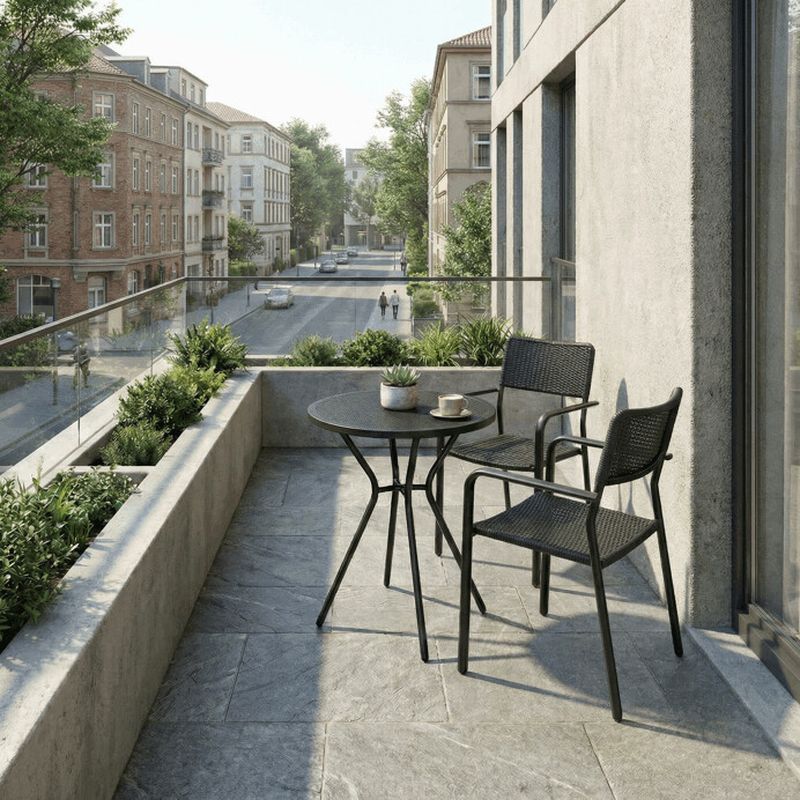 Záhradná stolička, kov-plast, čierna