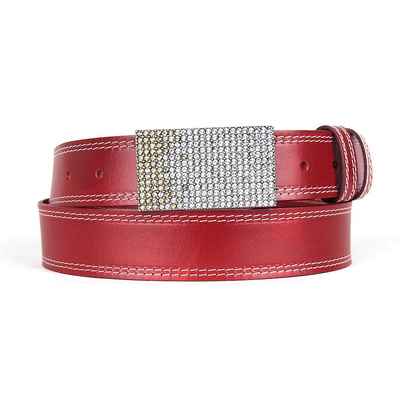 Unikátny bordový opasok z pravej kože SWAROVSKI BROWN– ručná výroba na Slovensku