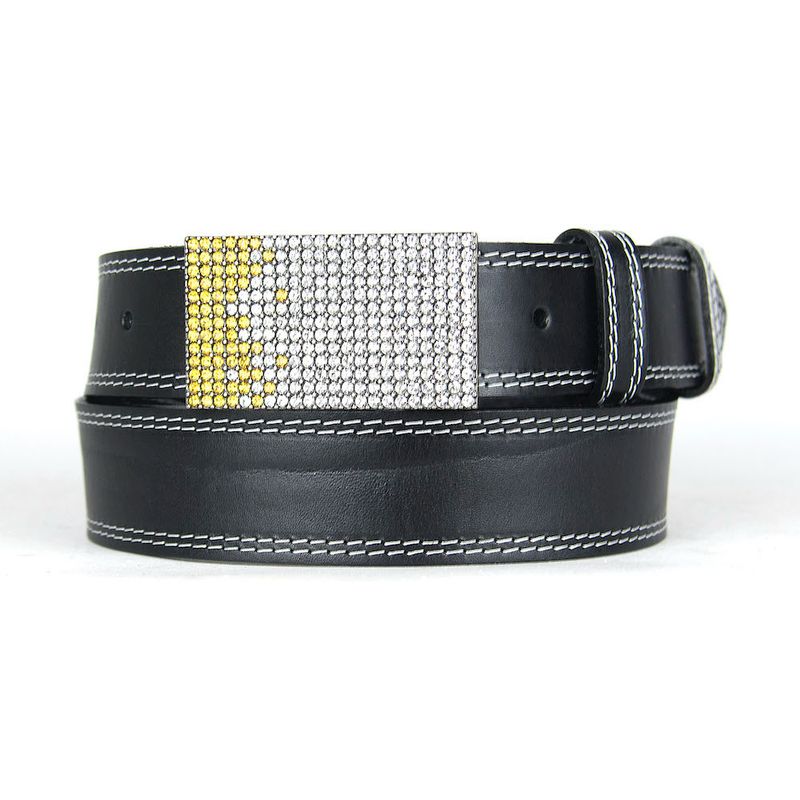 Unikátny čierny opasok z pravej kože SWAROVSKI YELLOW– ručná výroba na Slovensku