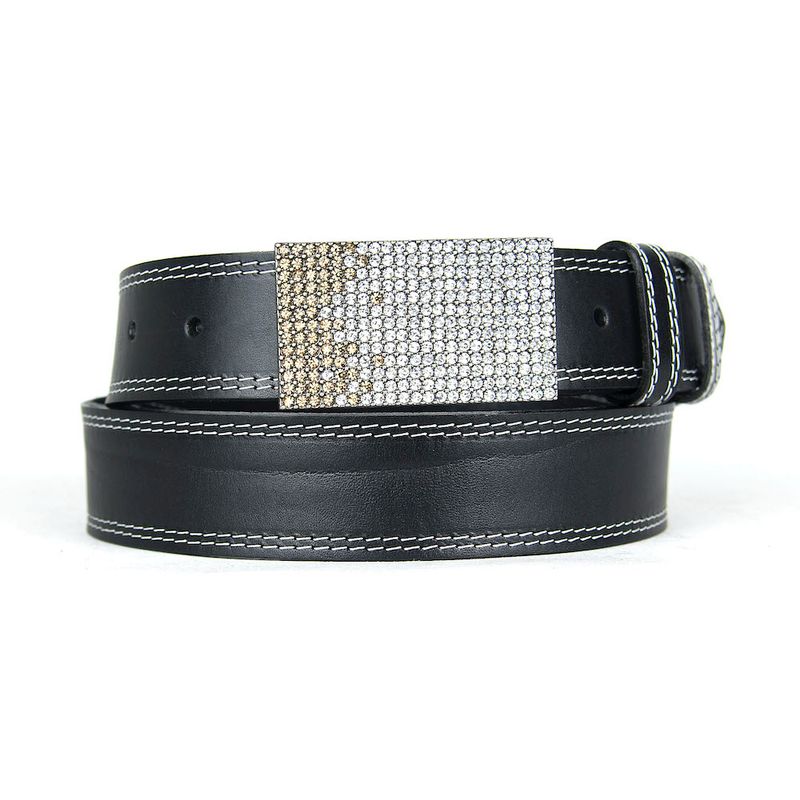 Unikátny čierny opasok z pravej kože SWAROVSKI BROWN– ručná výroba na Slovensku