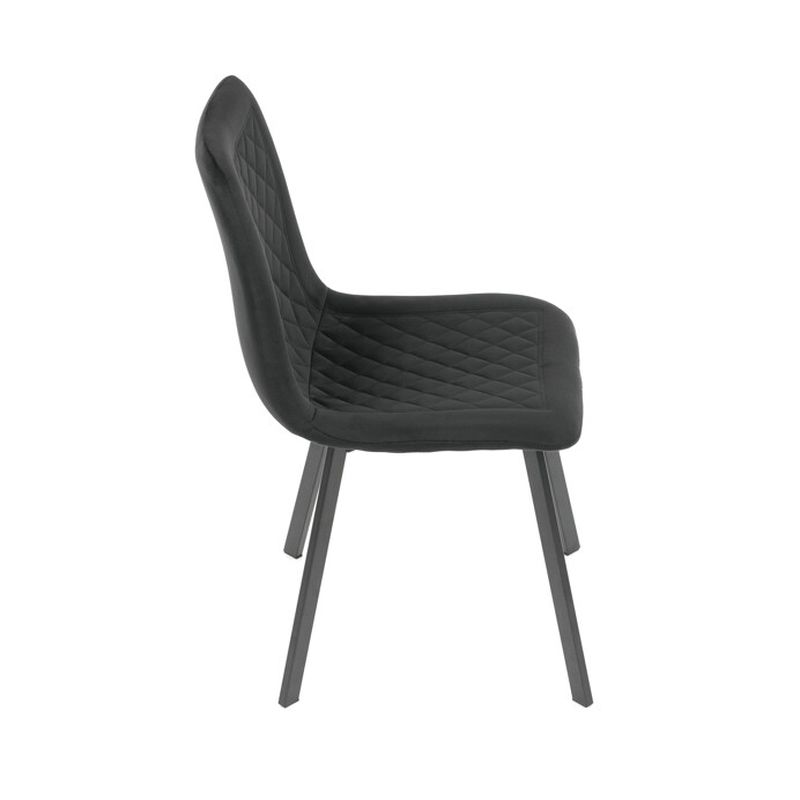 Stolička jedálenská, látka čierny zamat, kov čierny mat