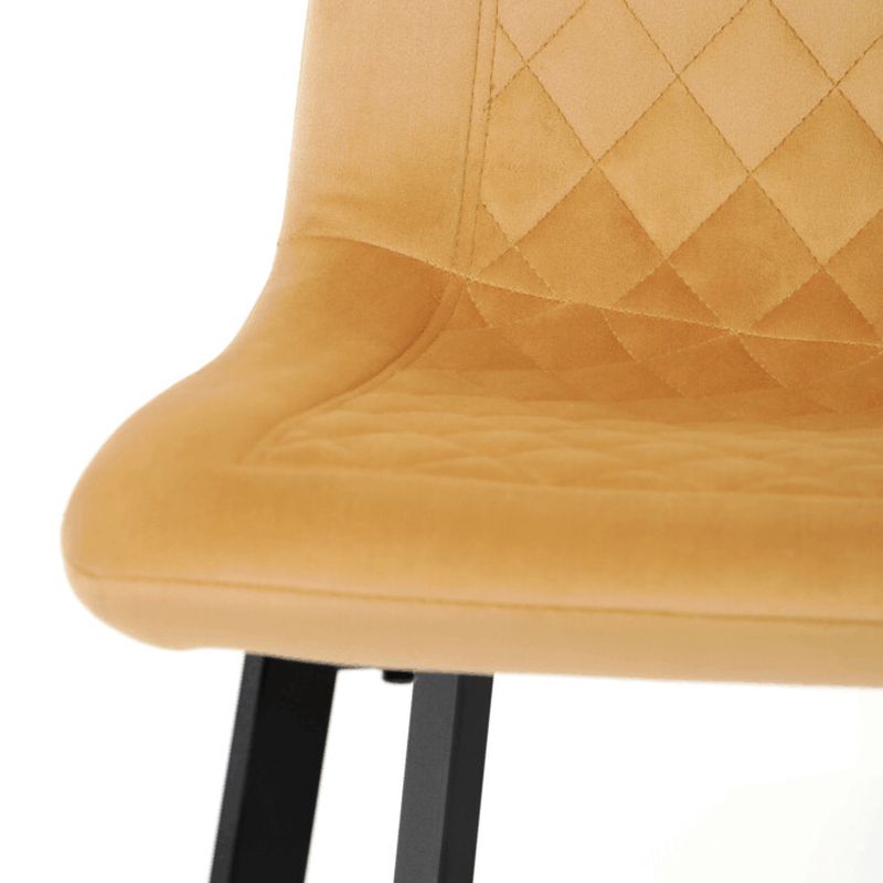 Stolička jedálenská, látka žltý zamat, kov čierny mat