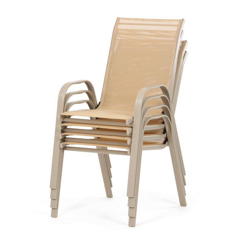 Moderná  záhradná stolička so sieťovinou, krémová