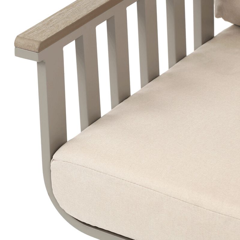 Záhradná sedacia súprava hliníková s polywood doplnkami, béžová