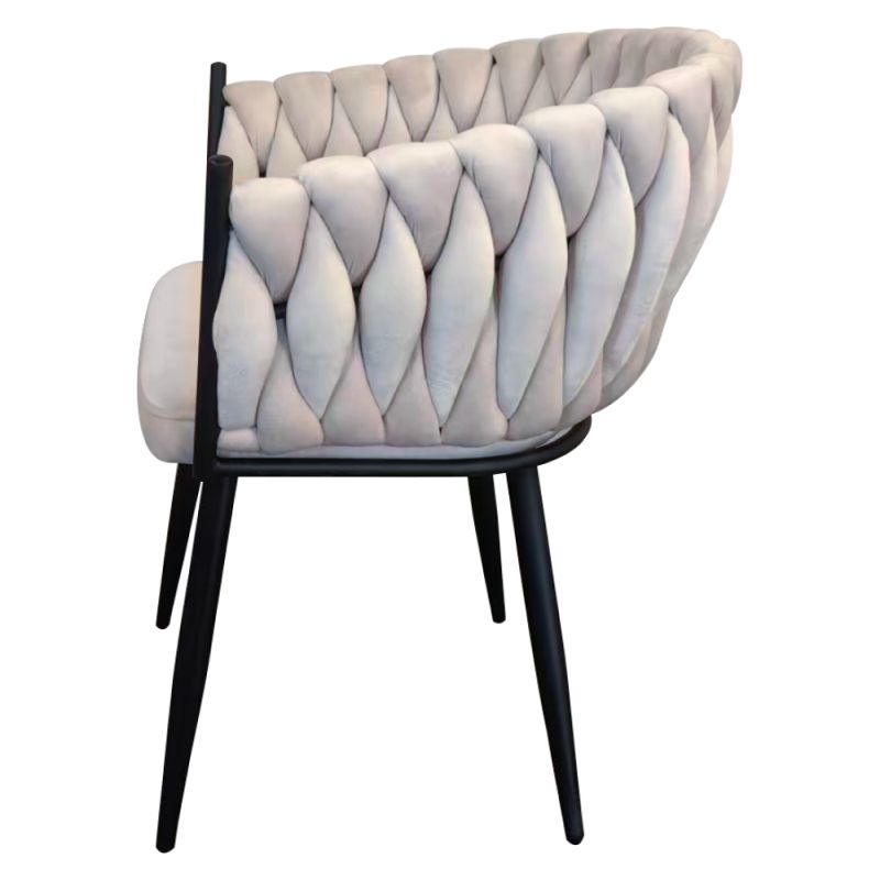 Komfortné jedálenské kreslo, svetlobéžová Velvet látka-čierny kov