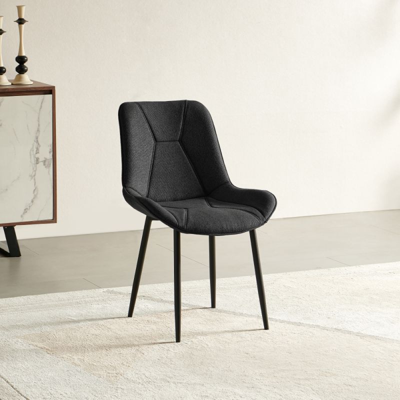 Elegantná jedálenská stolička tmavosivá látka, čierny kov