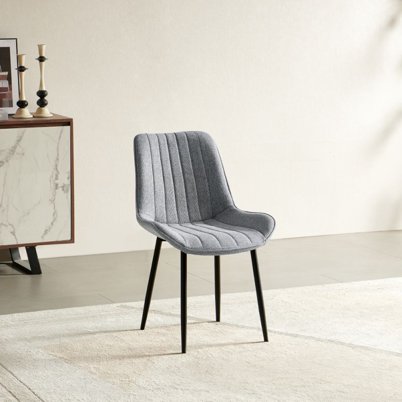 Nadčasová jedálenská stolička svetlosivá látka, čierny kov