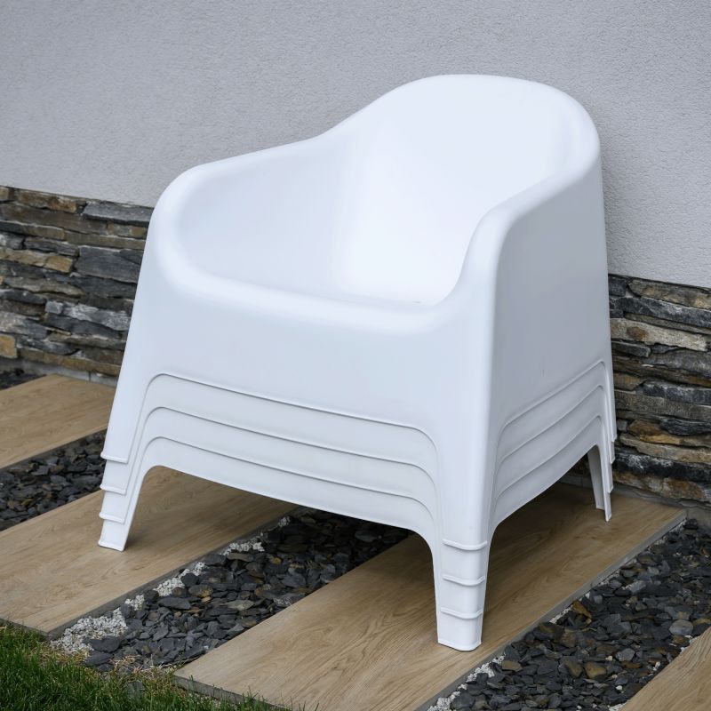 Záhradné stohovateľné kreslo, biely plast