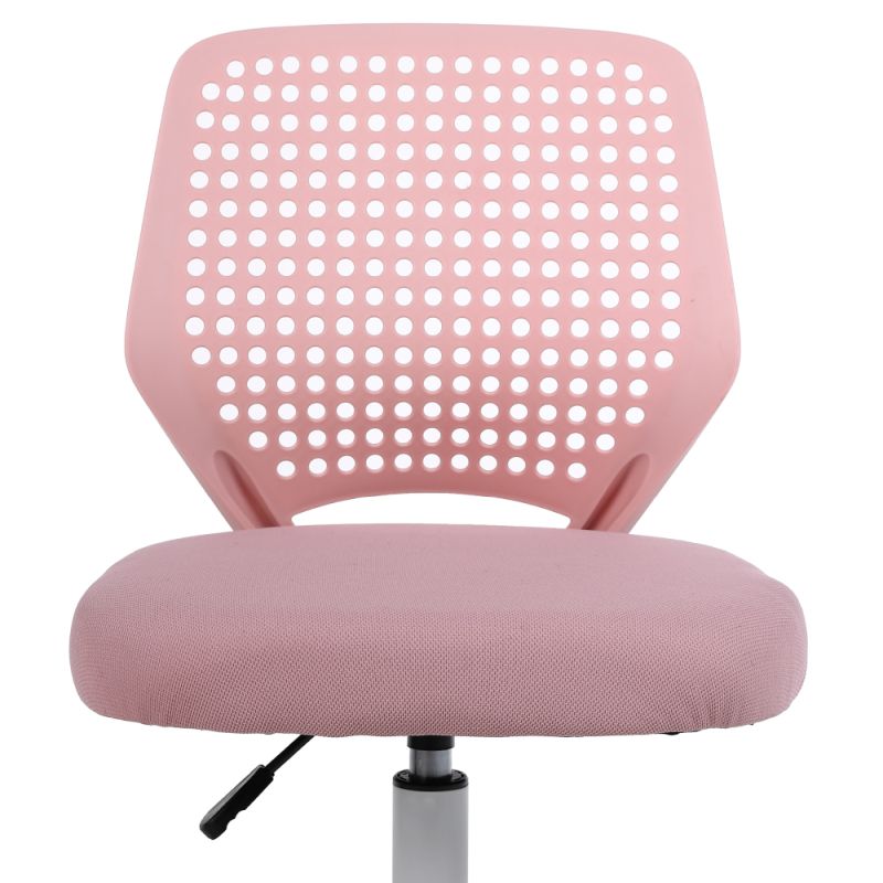 Štýlová otočná stolička ružová sieťovina, biely plast