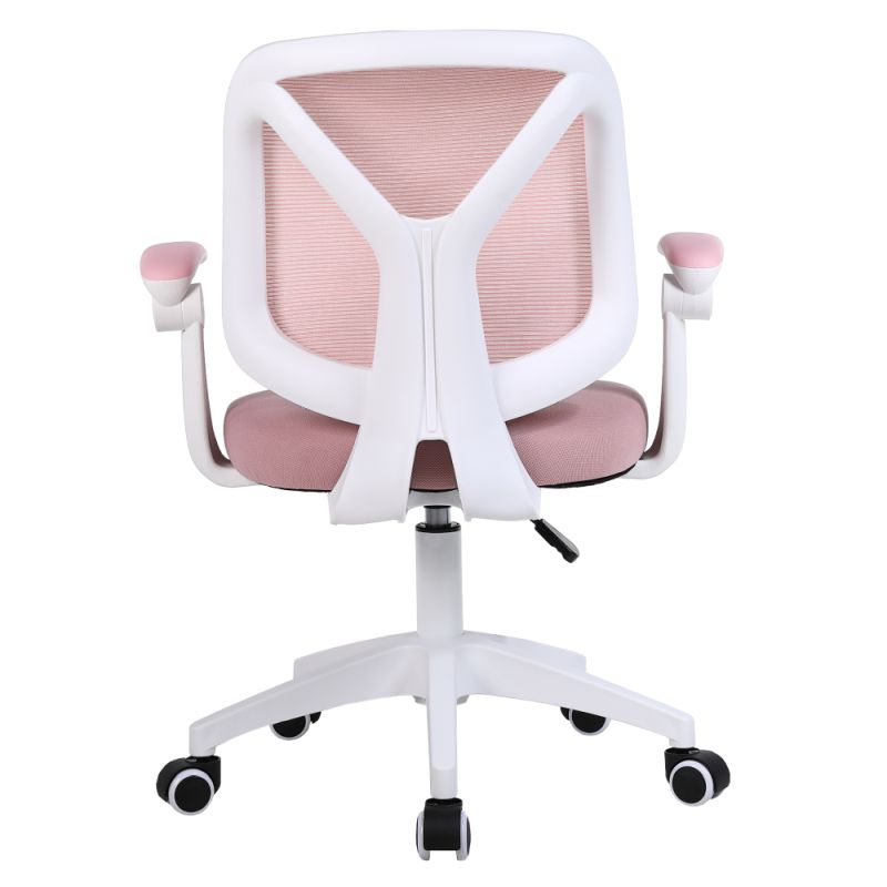 Praktické kancelárske kreslo, ružová látka, biely plast