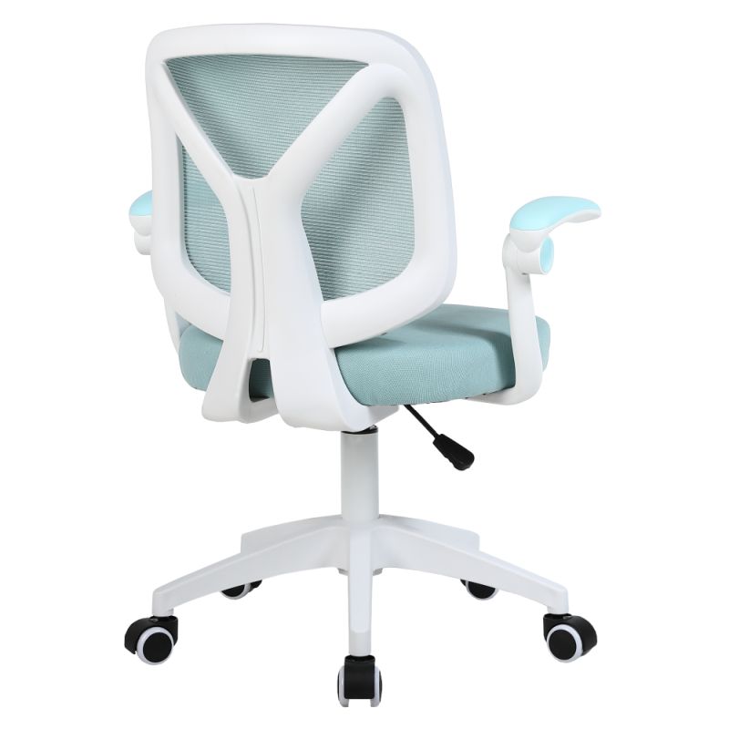 Praktické kancelárske kreslo, modrá látka, biely plast