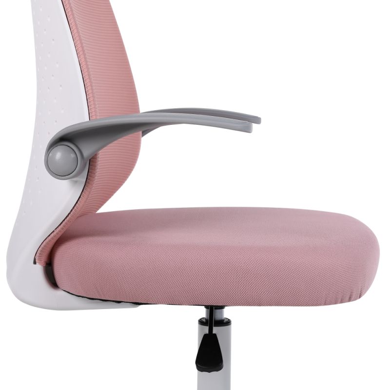 Elegantné kancelárske kreslo, ružová sieťovina, biela