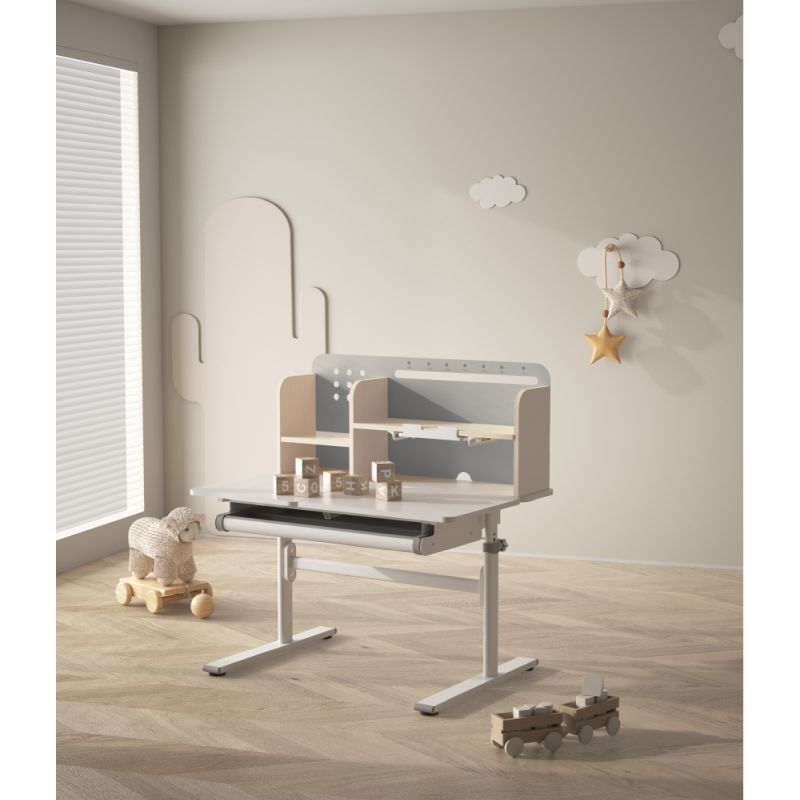 Rastúci písací stôl 100x60cm, sivo-biely