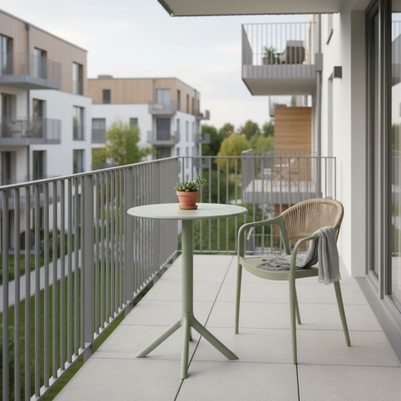 Stohovateľná stolička zelená, béžová s lanovým operadlom