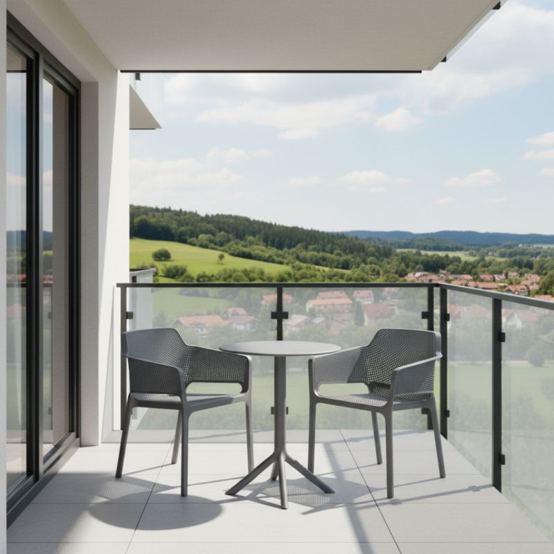 Záhradný stôl, sivý, 60x60 cm z plastu