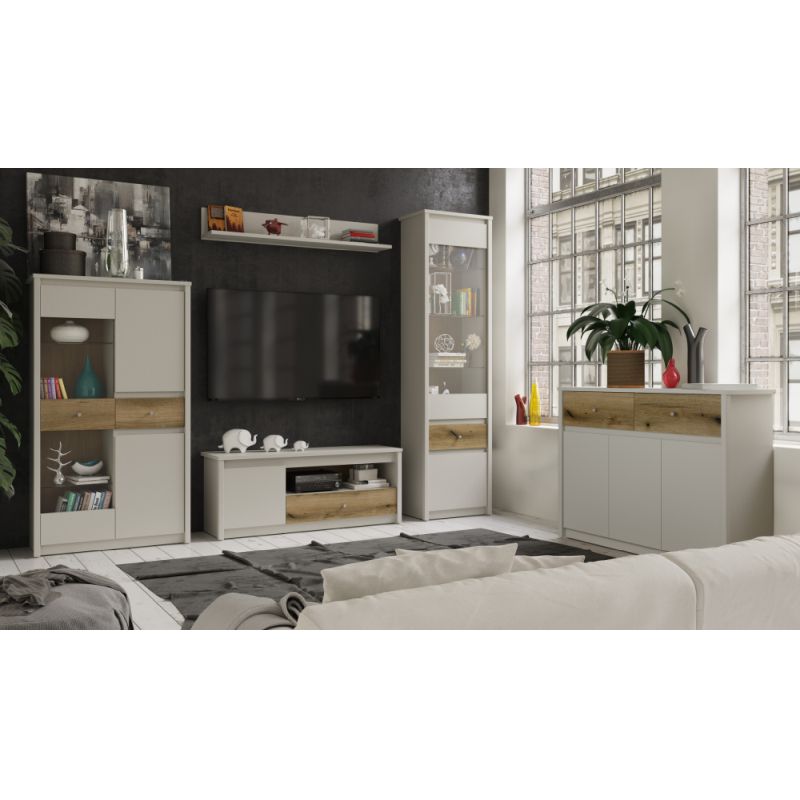 Komoda 3D2S, kašmír, dub evoke, kombinovaná