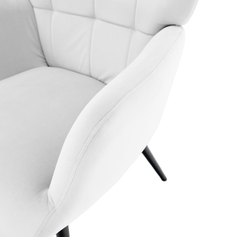 Kreslo s podnožou, svetlosivá látka, čierne kovové nohy