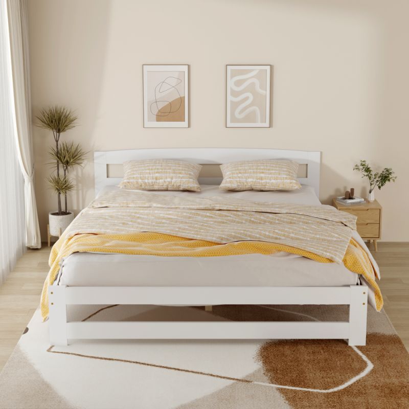 Posteľ 160x200 s roštom, biela, borovicové drevo