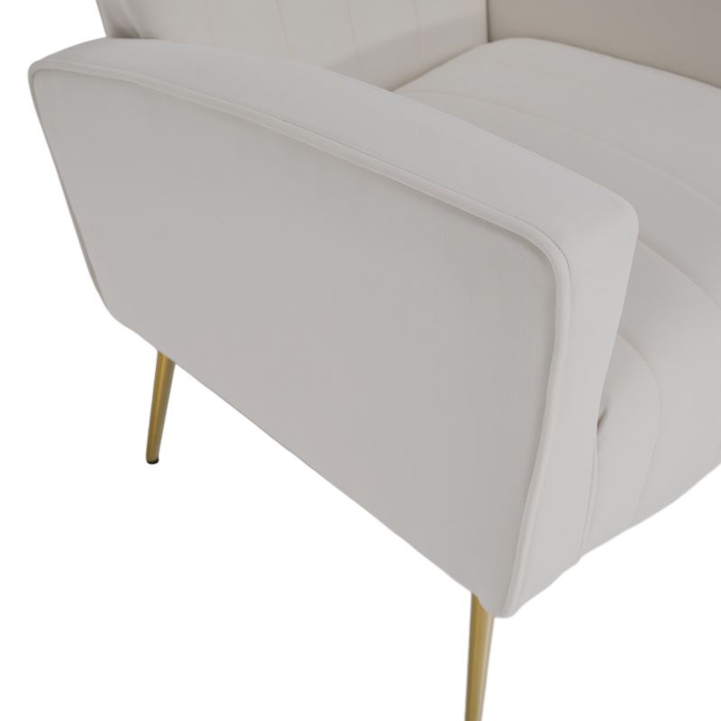 Nadčasové relaxačné kreslo, béžová Velvet látka, zlaté nohy