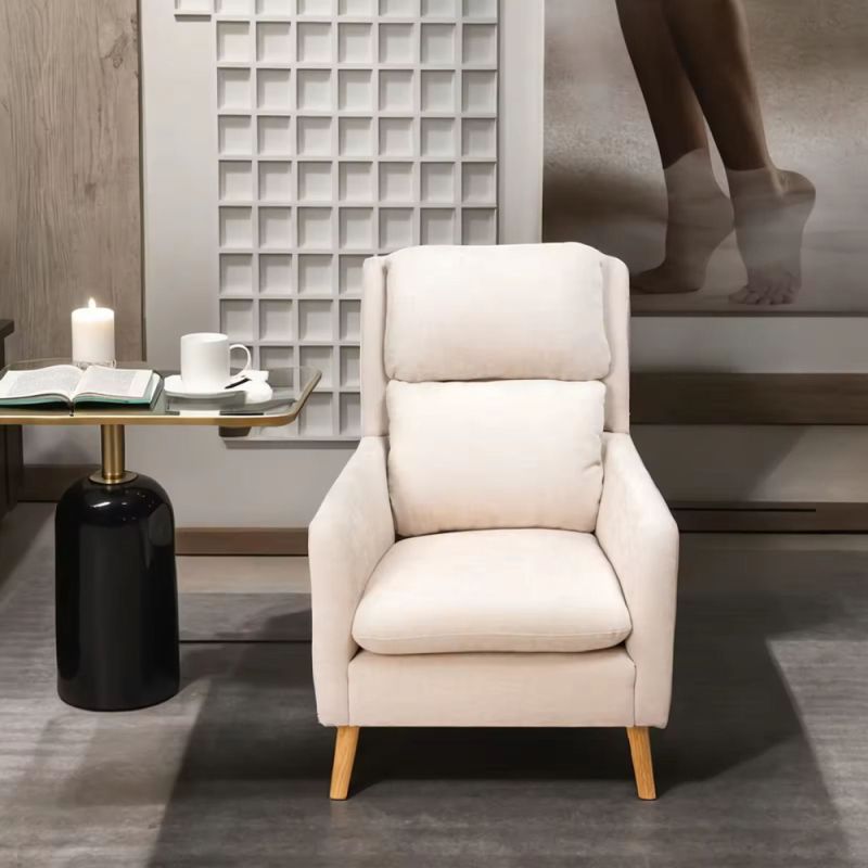 Relaxačné kreslo, béžová látka, nohy masív