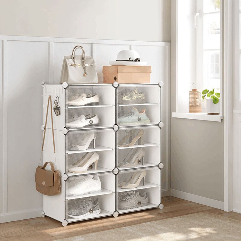 Modulárny plastový botník biely so 6 priehradkami