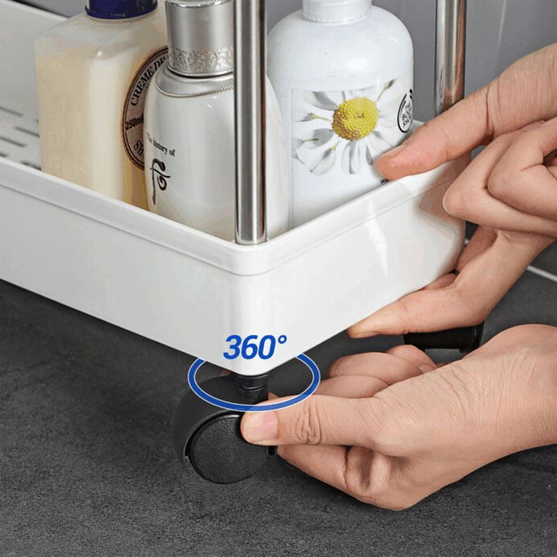 Pojazdný úložný vozík, biely, so 4 policami