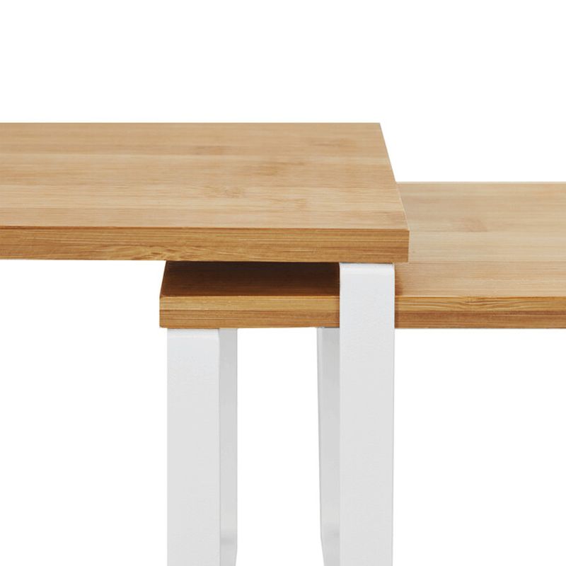 Set poličiek, bambus, biely kov