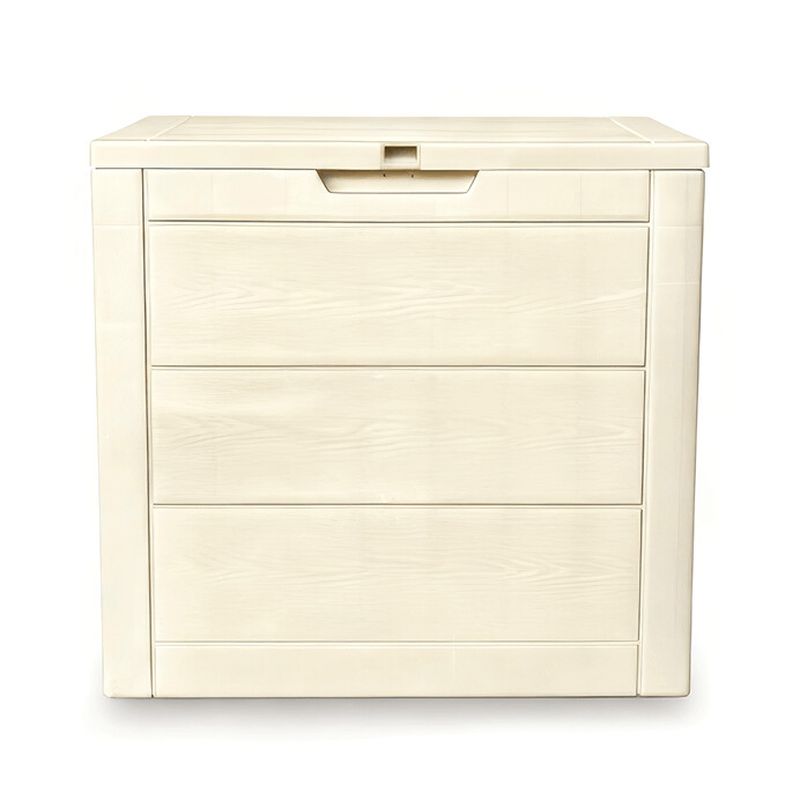 Záhradný úložný box, béžový, 120 l, s dekorom dreva