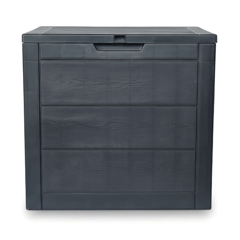 Záhradný úložný box, sivý, 120 l, s dekorom dreva