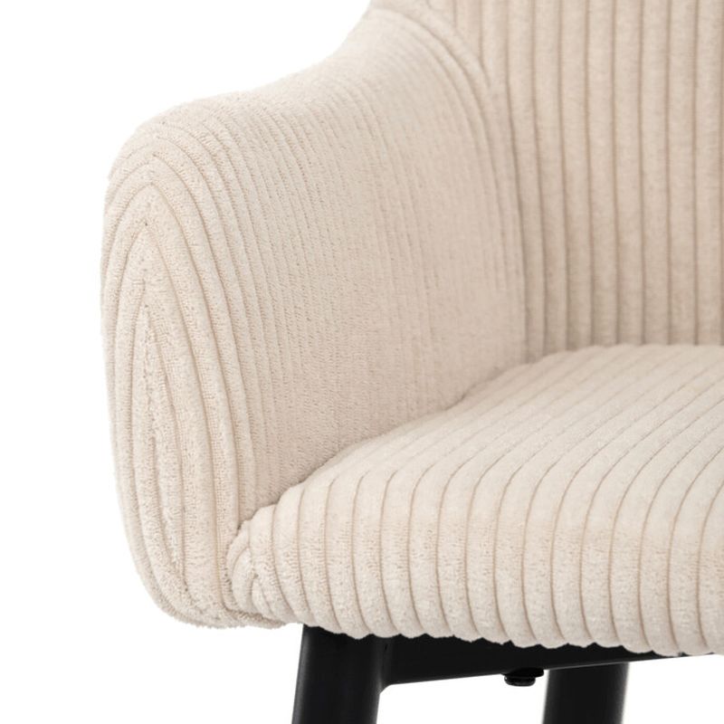 Moderná barová stolička, béžová manšestrová látka