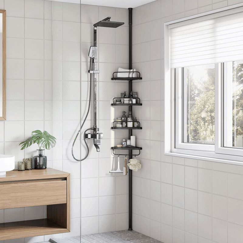 Kúpeľňová rohová polica čierna, plast