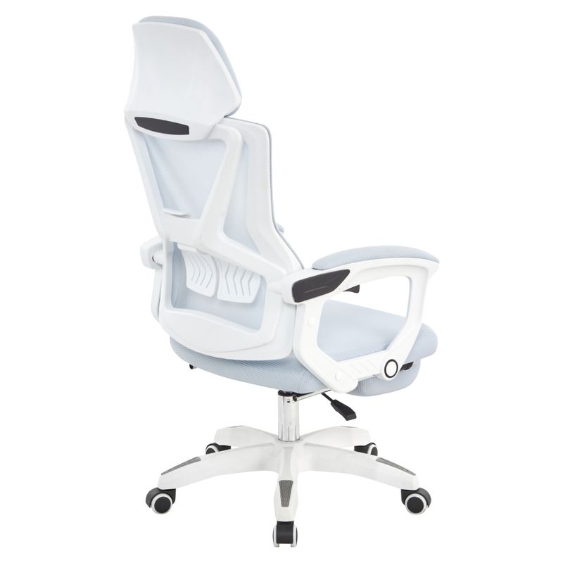 Ergonomické kancelárske kreslo s podnožkou, svetlosivé, biele