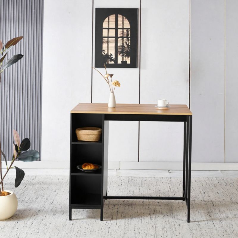 Kuchynský ostrovček, dub, čierny, s otvoreným úložným priestorom