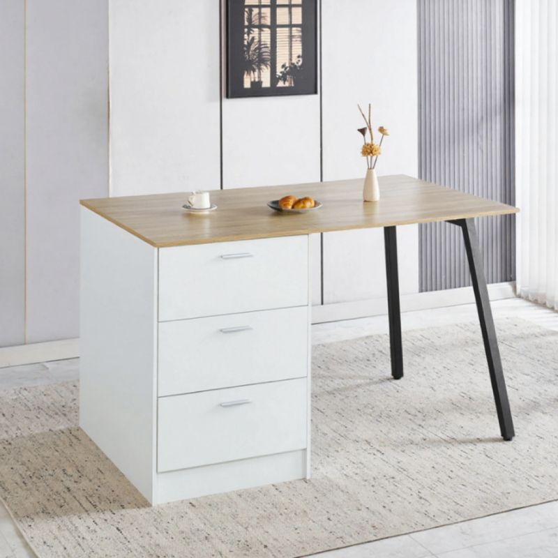 Kuchynský ostrovček, dub, biely, čierny, so zásuvkami a skrinkou