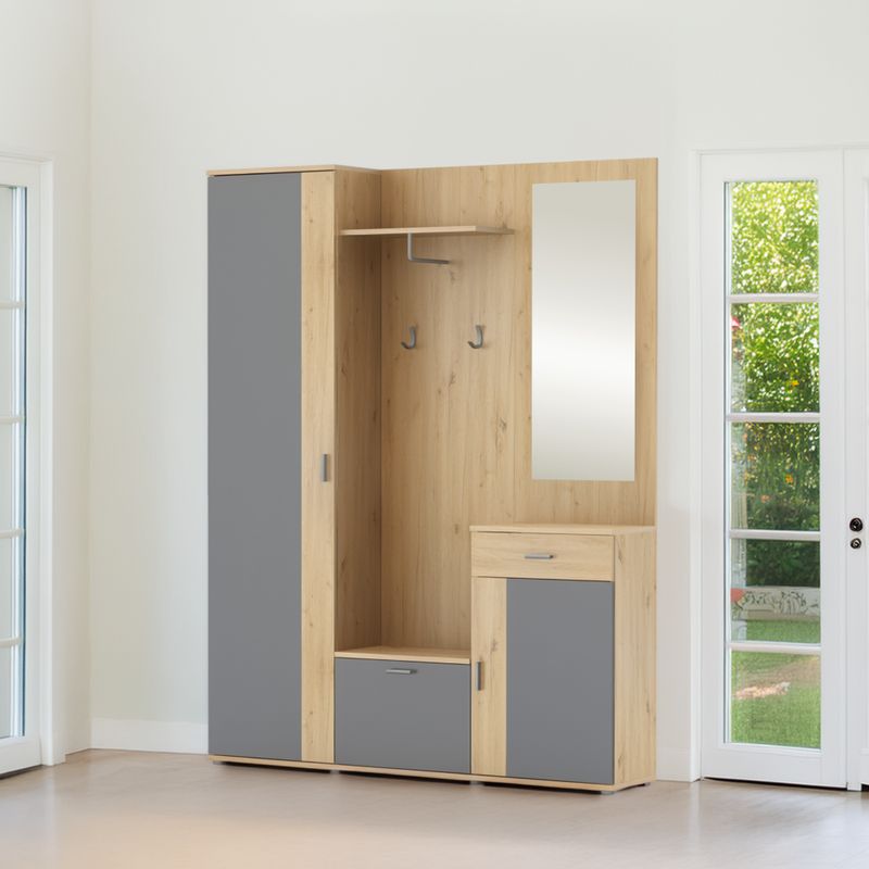 Predsieňová zostava, dub artisan, grafit