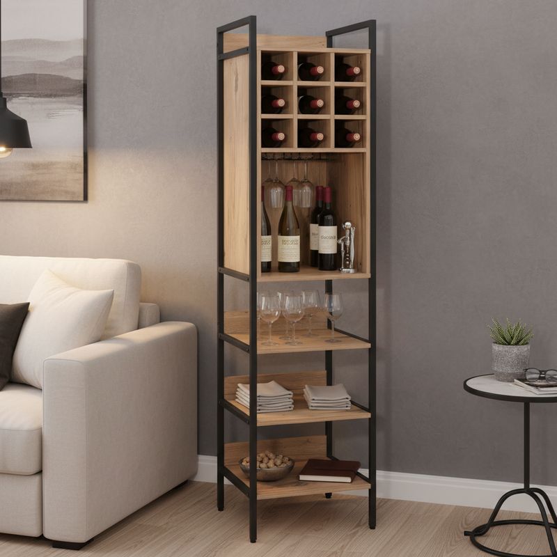 Regál na víno, dub, čierny