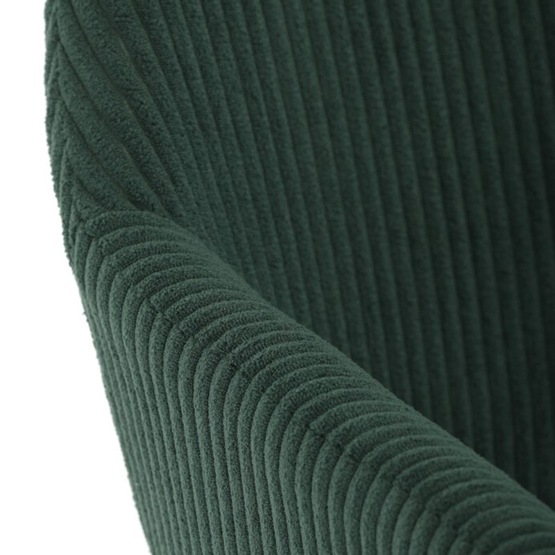 Jedálenská stolička zelená s menčestrovou látkou a čiernymi kovovými nohami