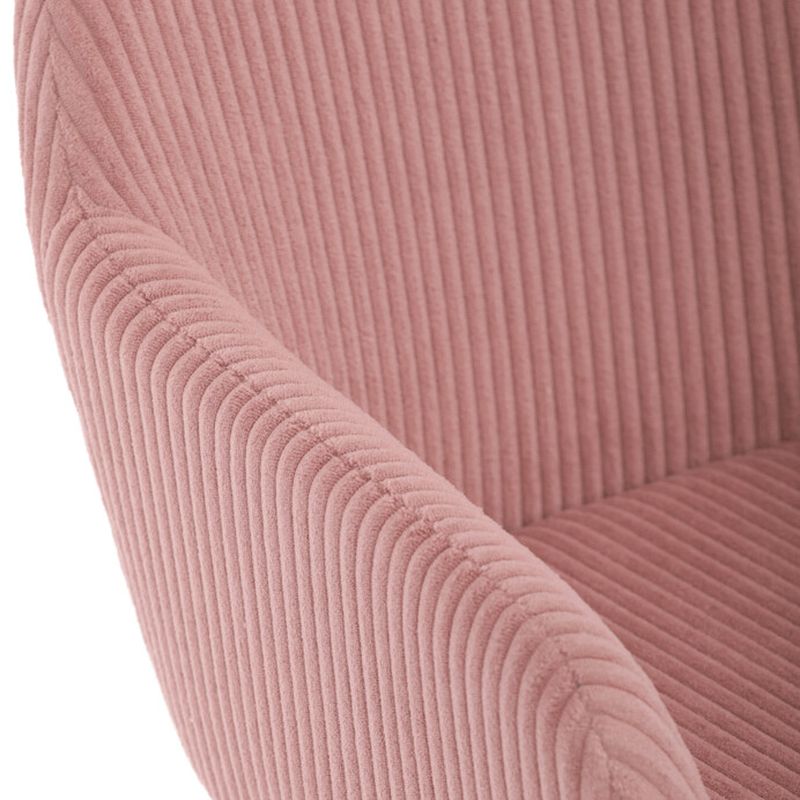 Jedálenská stolička ružová s menčestrovou látkou a čiernymi kovovými nohami