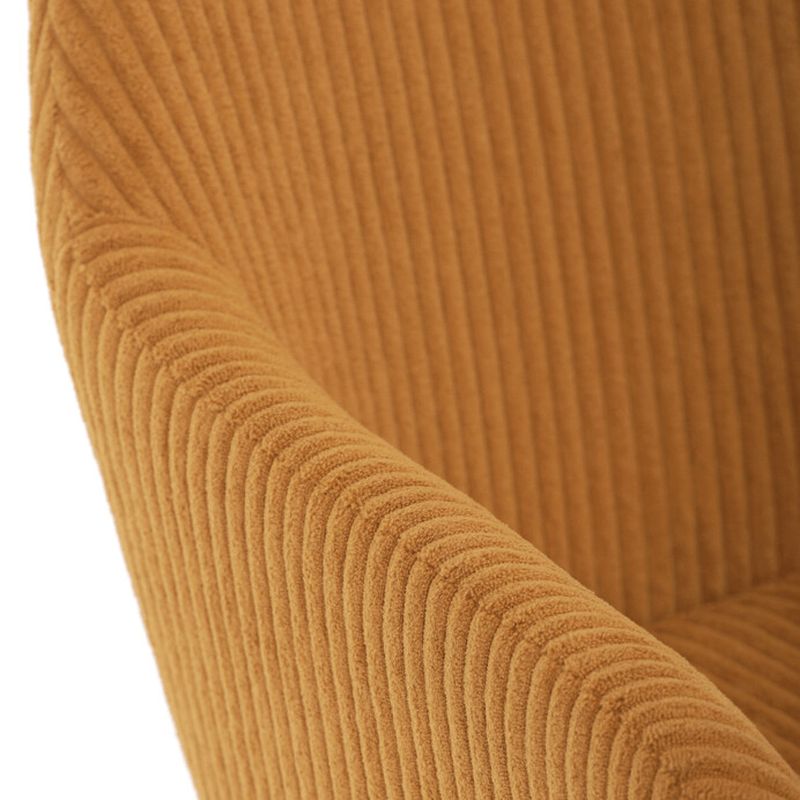 Jedálenská stolička žltá s menčestrovou látkou a čiernymi kovovými nohami